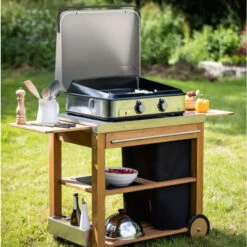 Chariot Desserte Mobilot ENO Pour Plancha Gaz Ou électrique -Jardin Meubles Boutique eno mobilot chariot bois et inox 4