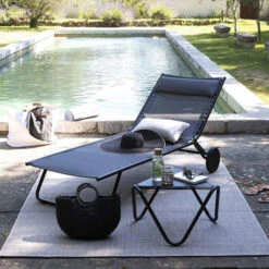 Lit Bain De Soleil LAFUMA Miami - Obsidian -Jardin Meubles Boutique lfm2720 6897 lit bain soleil lafuma miami noir ambiance